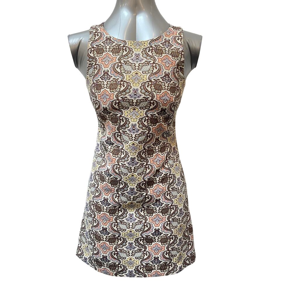 Zara Jacquard Geometric Print Shift Dress Multicolor Women's Size XS